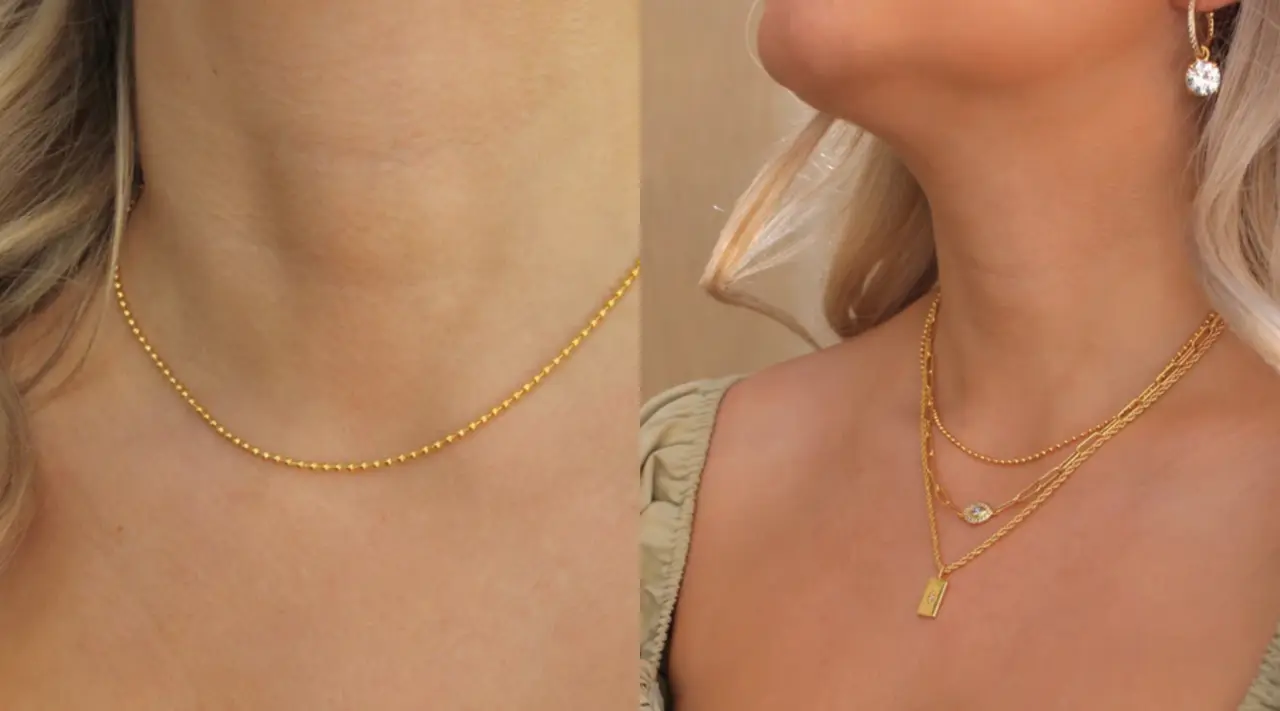 Jaden Mini Beaded Chain Necklace gold dainty necklaces