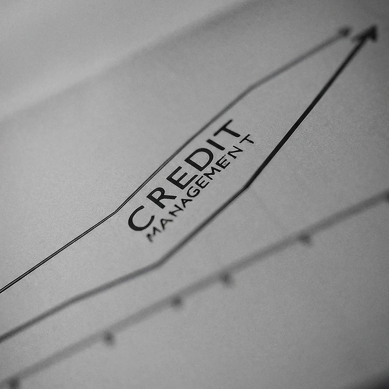 Graph rising upwards with the text Credit Management Success. 35mm stock photo