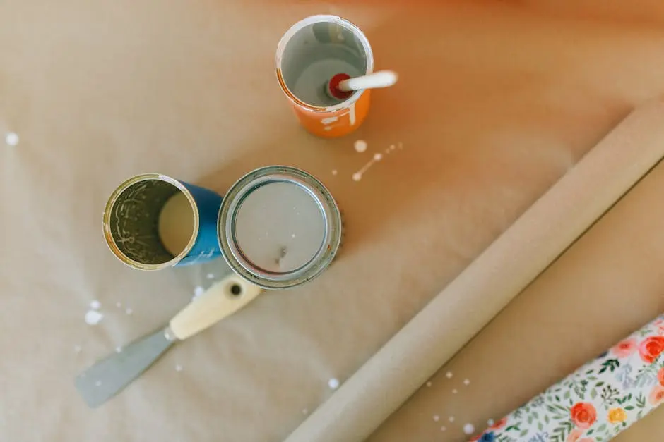 Close-Up Shot of Painting Materials on a Brown Surface