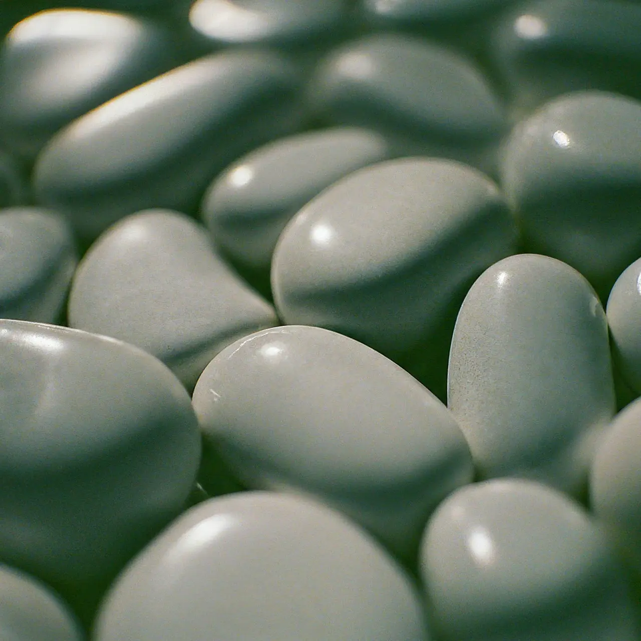 Close-up of marble pebbles in a garden. 35mm stock photo