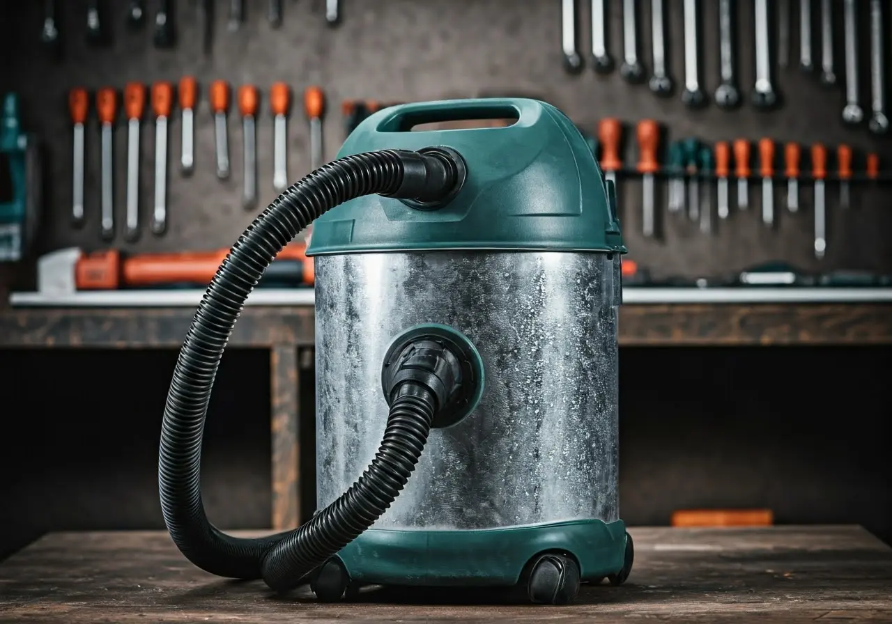 A HEPA vacuum in a professional tool workshop setting. 35mm stock photo