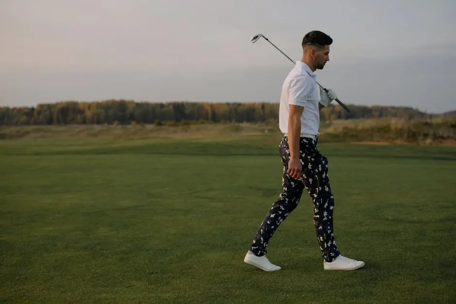 Man in White T-shirt and Black and White Polka Dot Pants Playing Golf