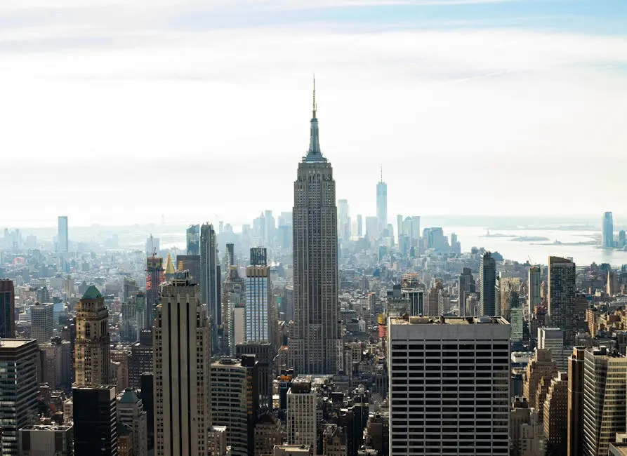 Impressive New York City skyline featuring the iconic Empire State Building.