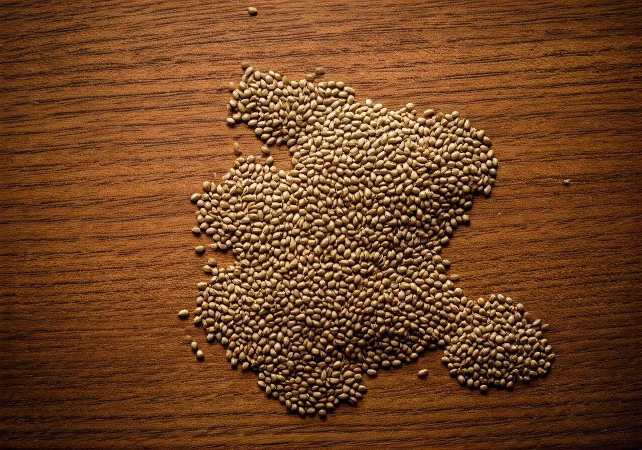 Packets of vegetable seeds scattered on a wooden balcony table. 35mm stock photo