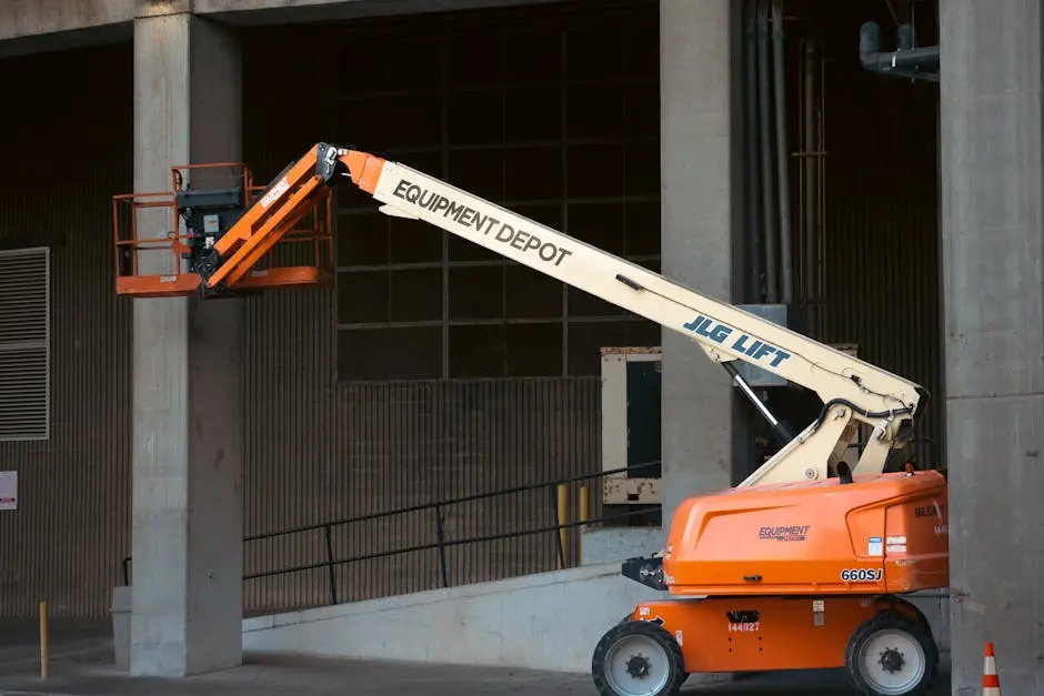 A man is working on a cherry picker