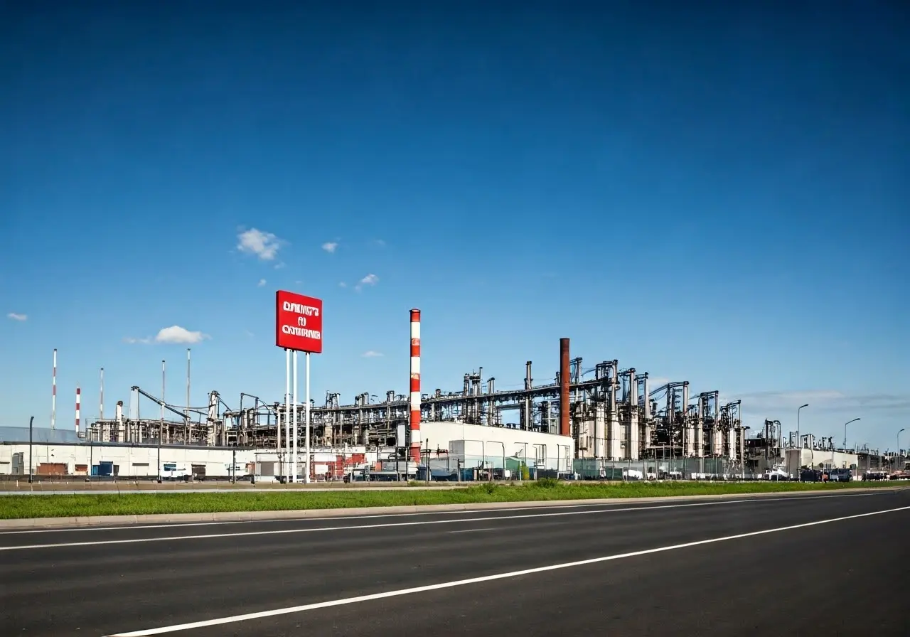 A factory with a large Direct to Consumer sign. 35mm stock photo