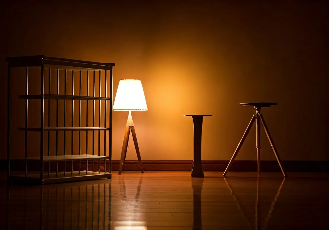 A tidy and well-organized living room with shining surfaces. 35mm stock photo