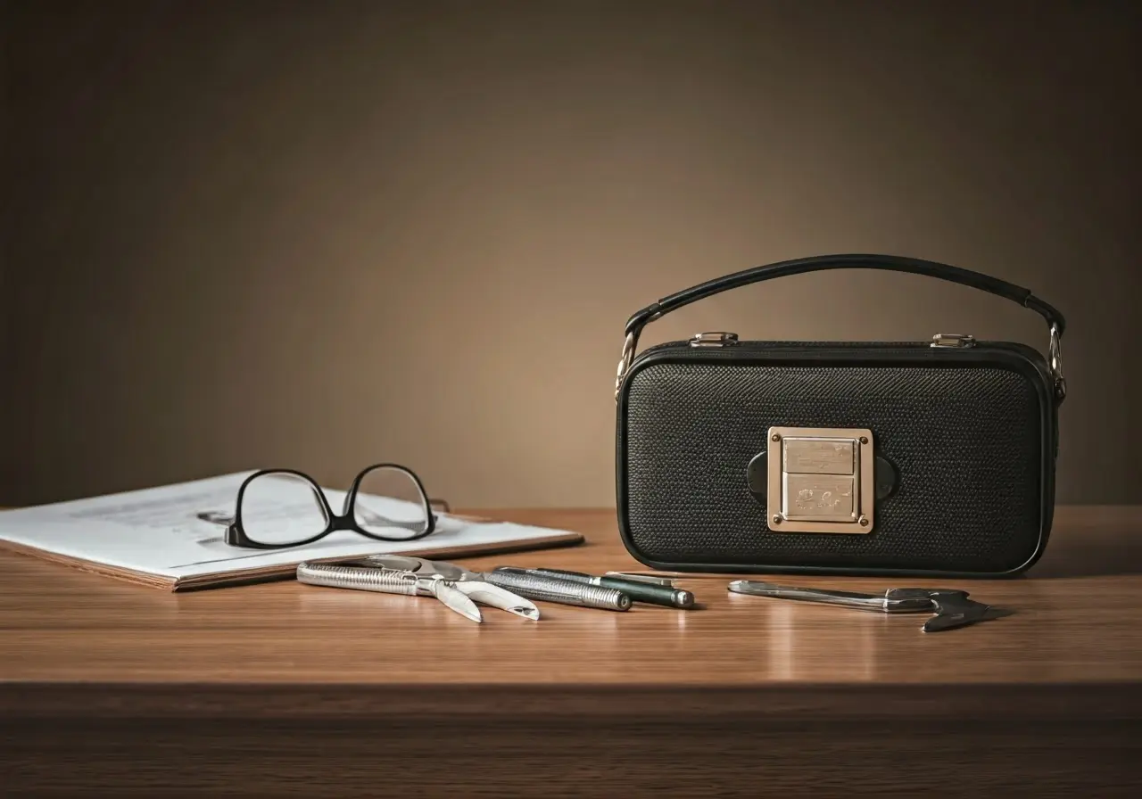 A hospice social worker’s toolkit on a wooden desk. 35mm stock photo