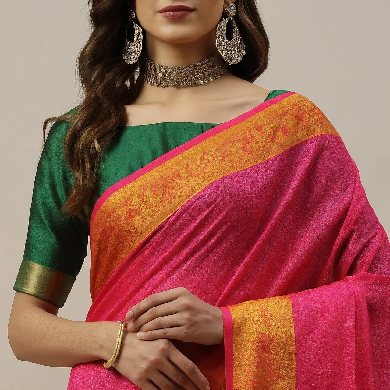 A display of vibrant and elegant formal sarees. 35mm stock photo