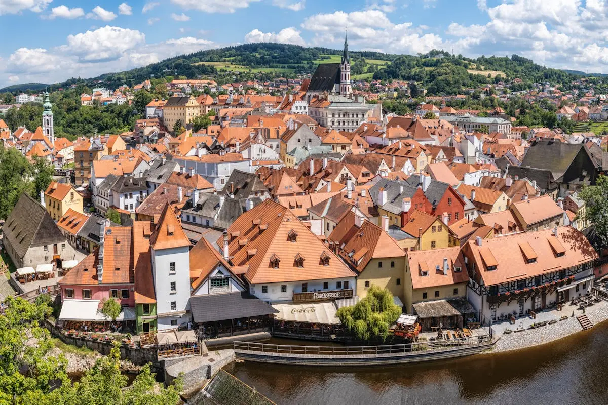 Aerial Photo of Brown Roof Town