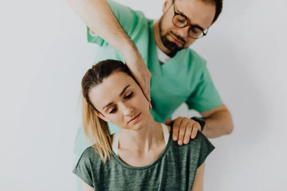 Professional Massage Therapist Treating a Female Patient’s Injured Neck