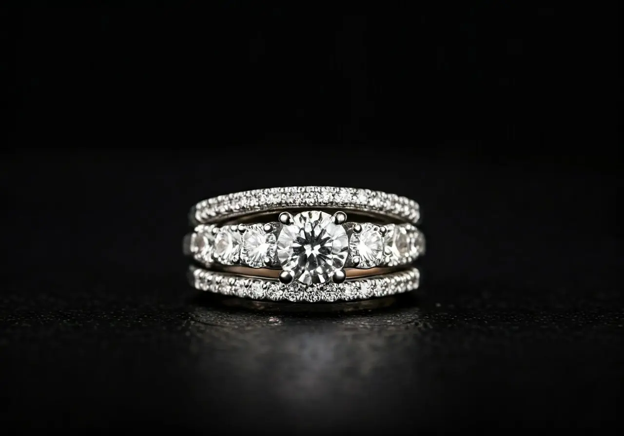 Close-up of a luxury engagement ring with sparkling diamonds. 35mm stock photo