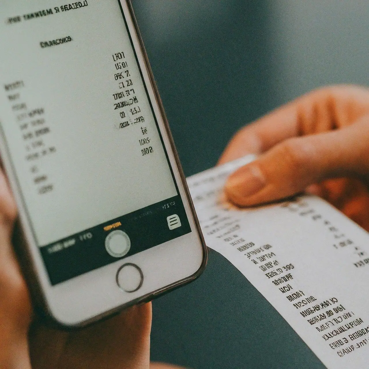 A smartphone scanning a digital receipt. 35mm stock photo