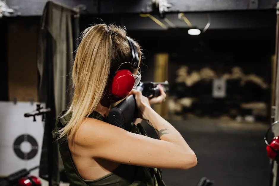 A Woman in Black Tank Top Holding Black Rifle