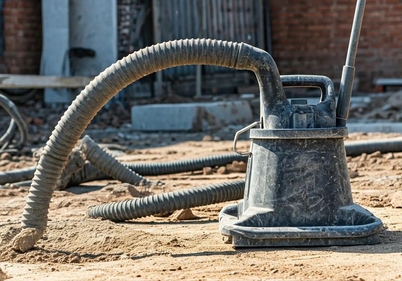 Close-up of vacuum tools being used on construction site. 35mm stock photo