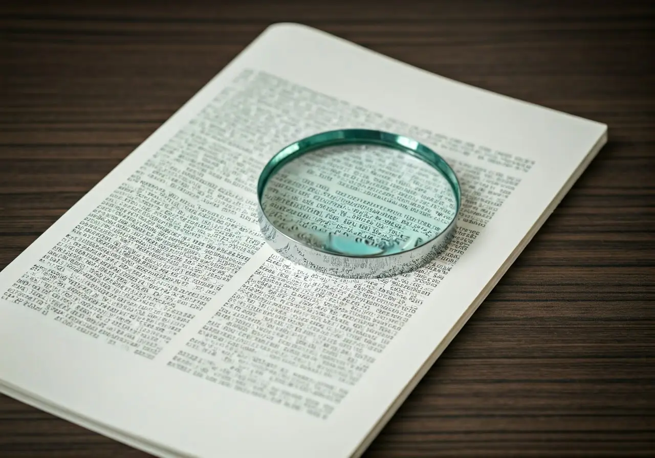 A diploma with a magnifying glass highlighting the text.