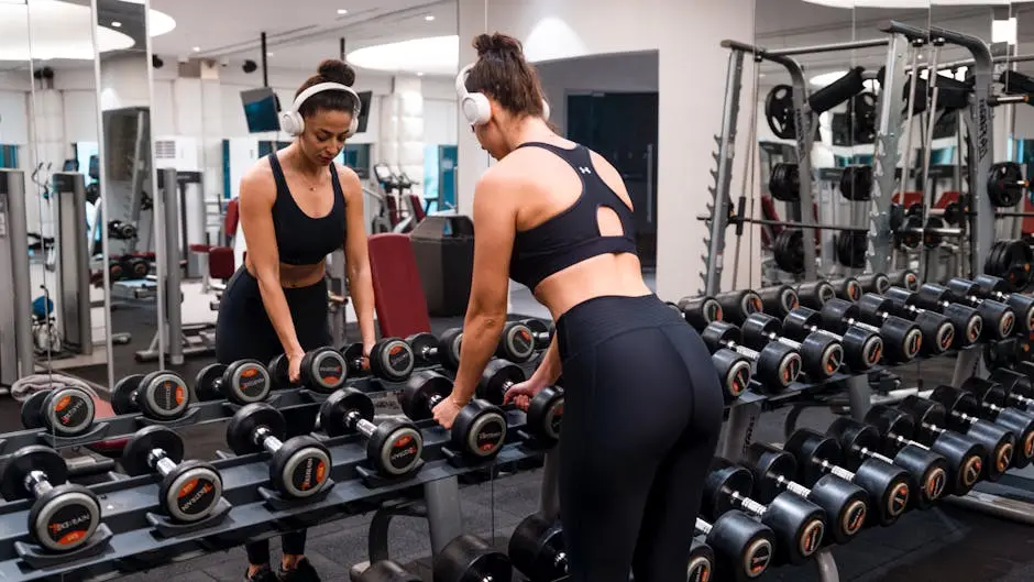 Woman Holding Dumbbells at a Gym