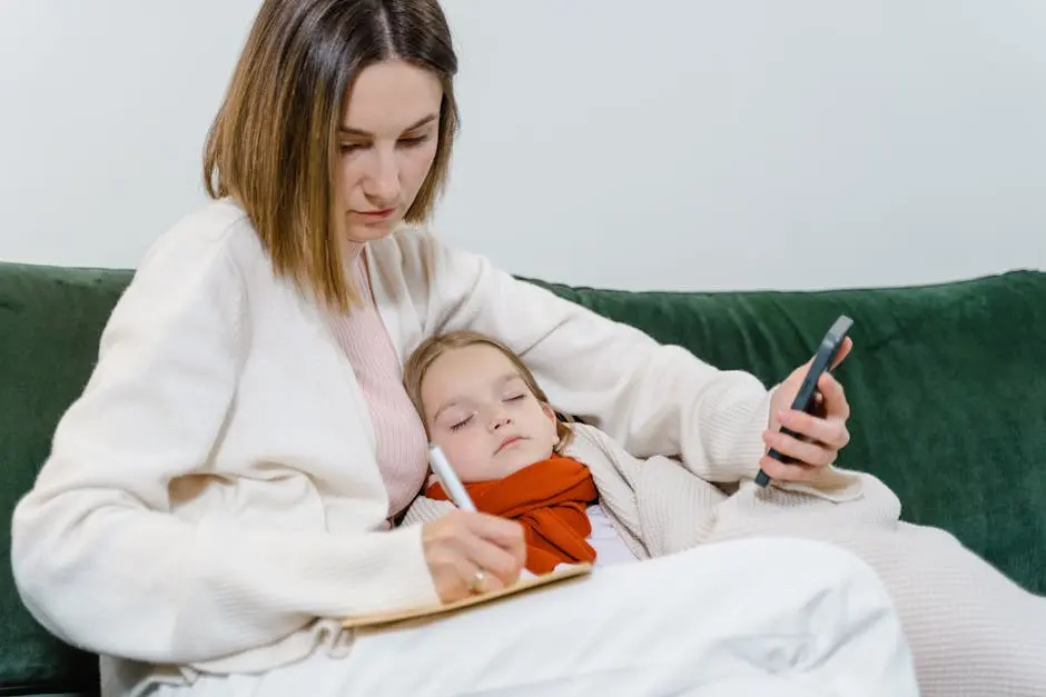 A Mother Caring for Her Sick Daughter