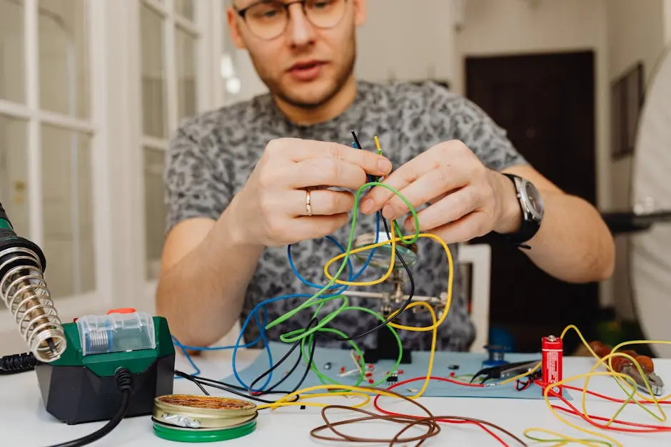 Photo of a Man’s Hands Holding Cables