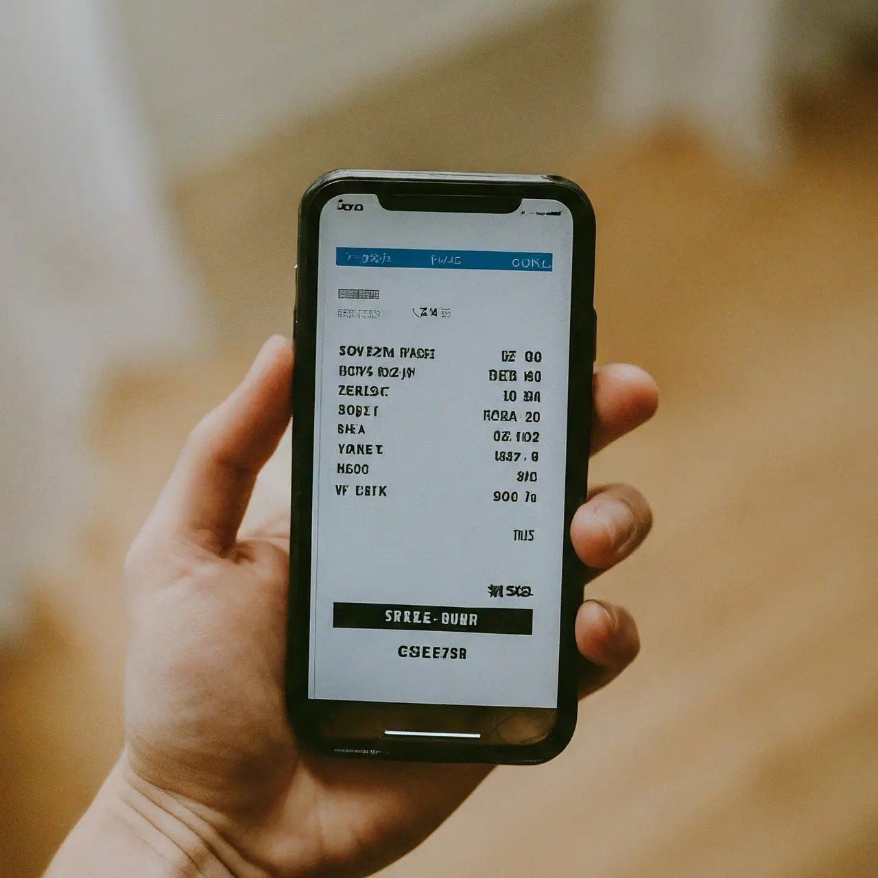 A smart phone displaying a receipt with tracking information. 35mm stock photo