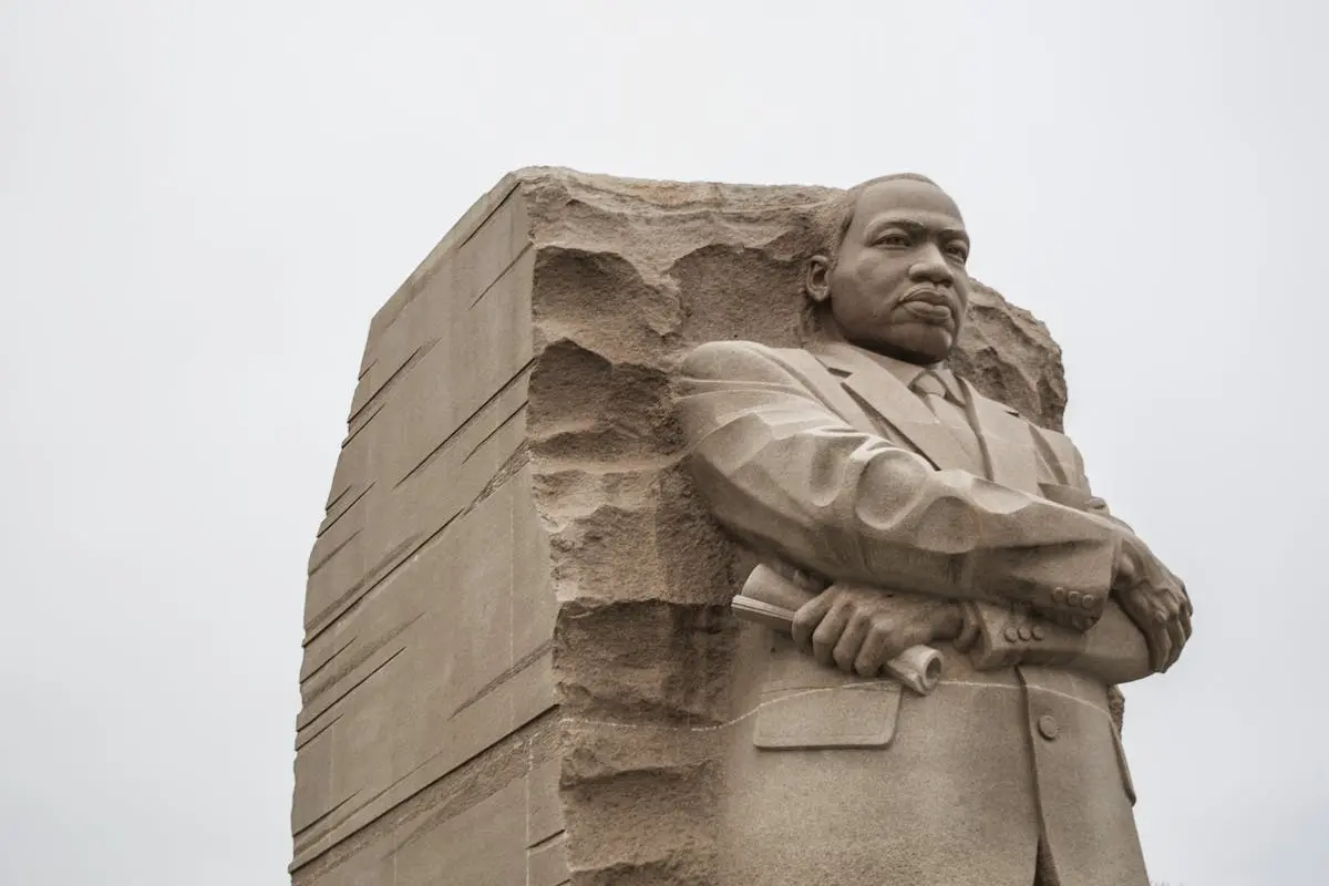 Stone statue of leader of civil rights movement in Washington DC