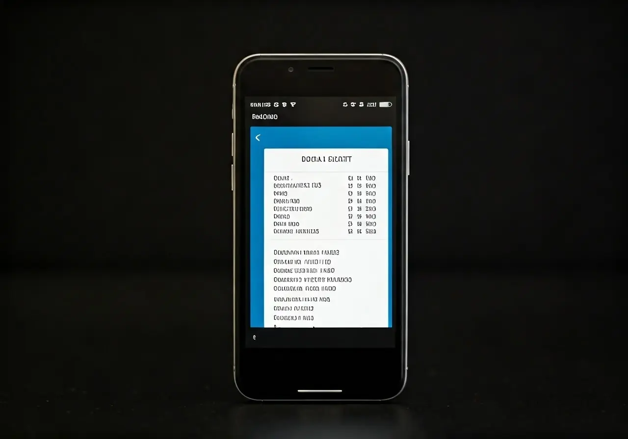 A smartphone displaying a digital receipt on the screen. 35mm stock photo