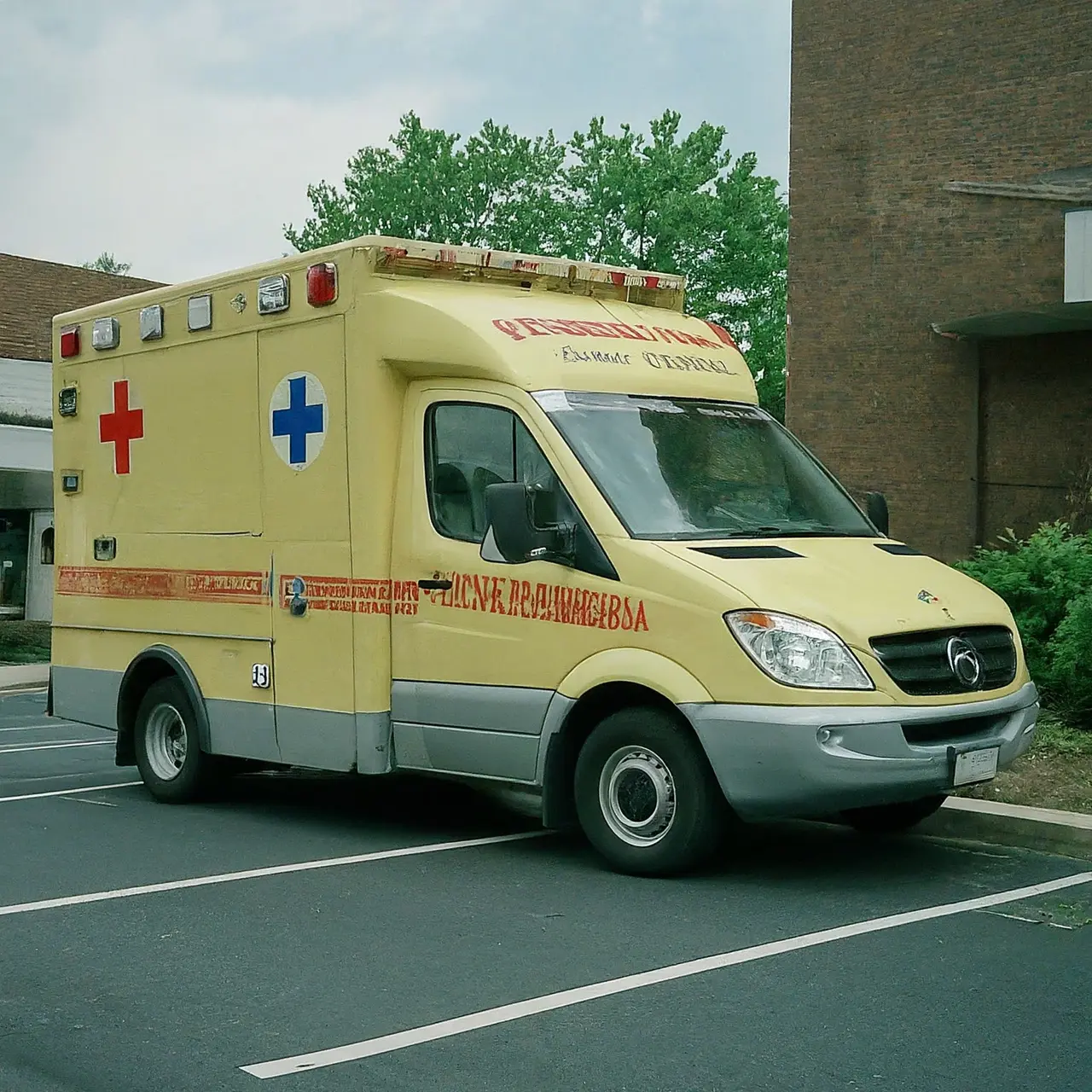 Ambulette vehicle parked outside a Clifton healthcare facility. 35mm stock photo