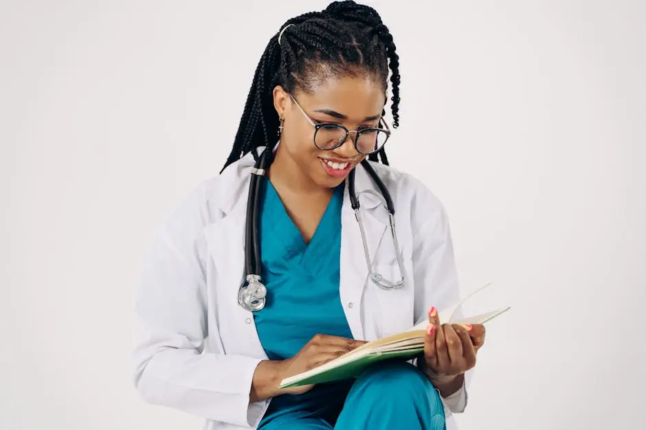 Smiling Doctor Reading Documents