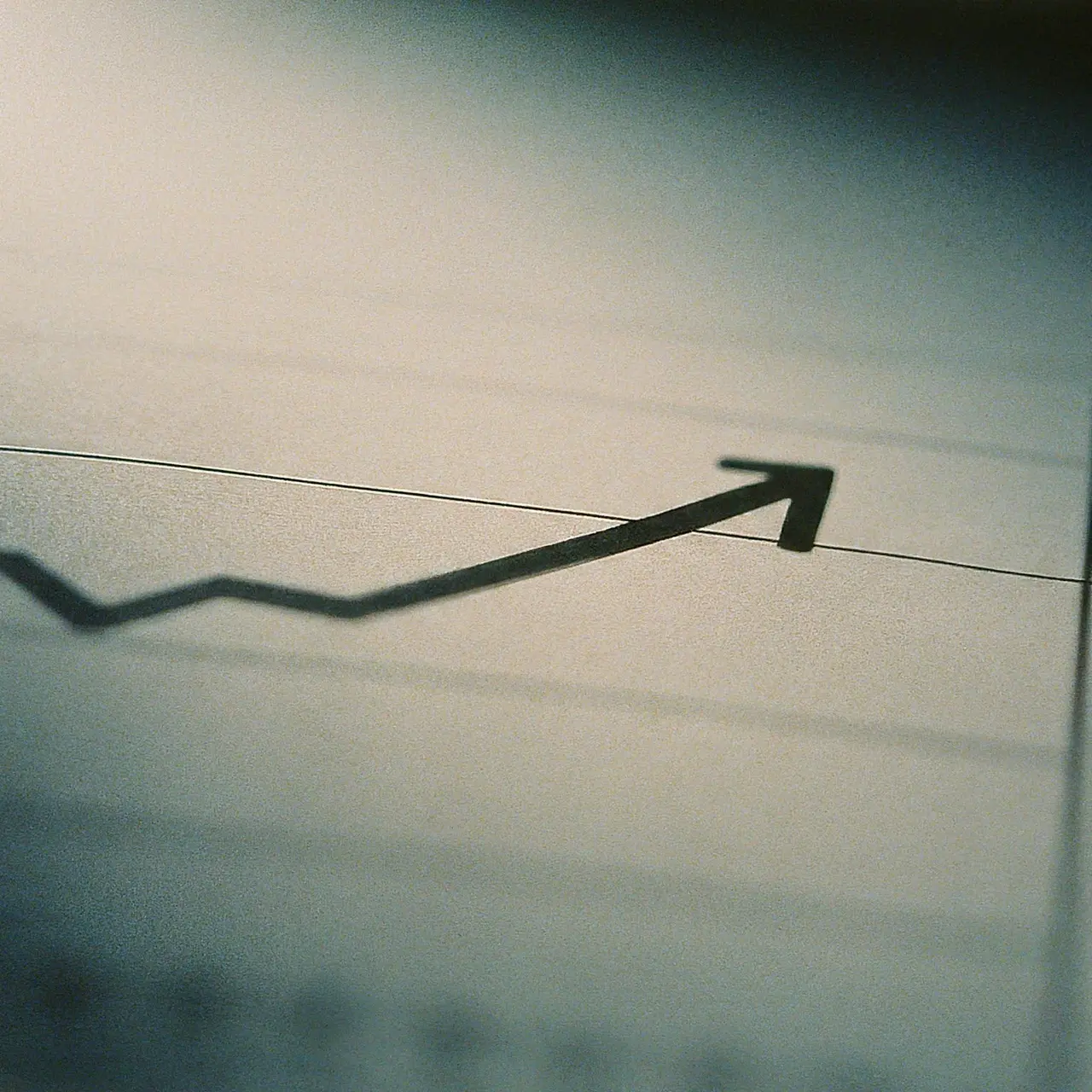 An arrow pointing upwards on a chart with increasing profits. 35mm stock photo