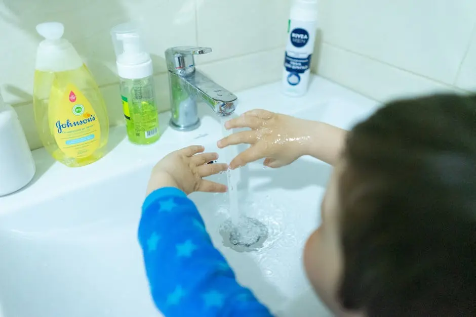 Kid Washing Hands on Sink