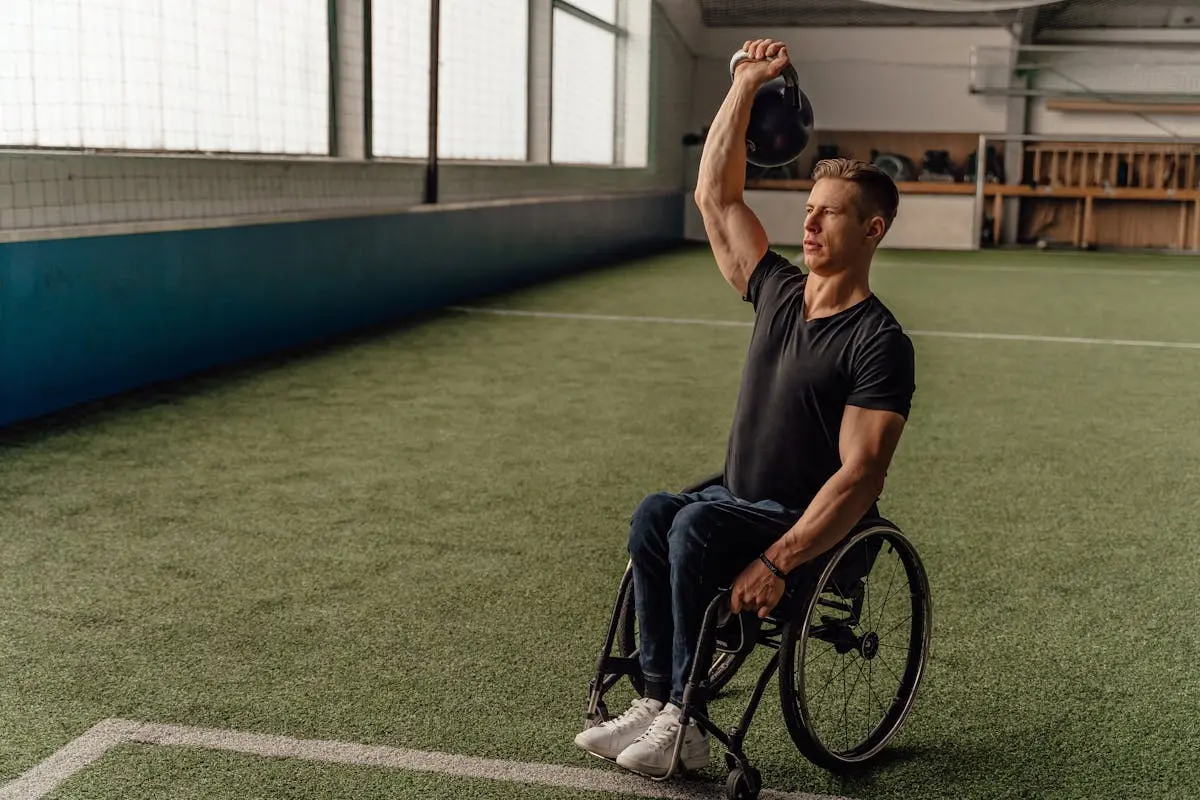 Man in Wheelchair Working Out