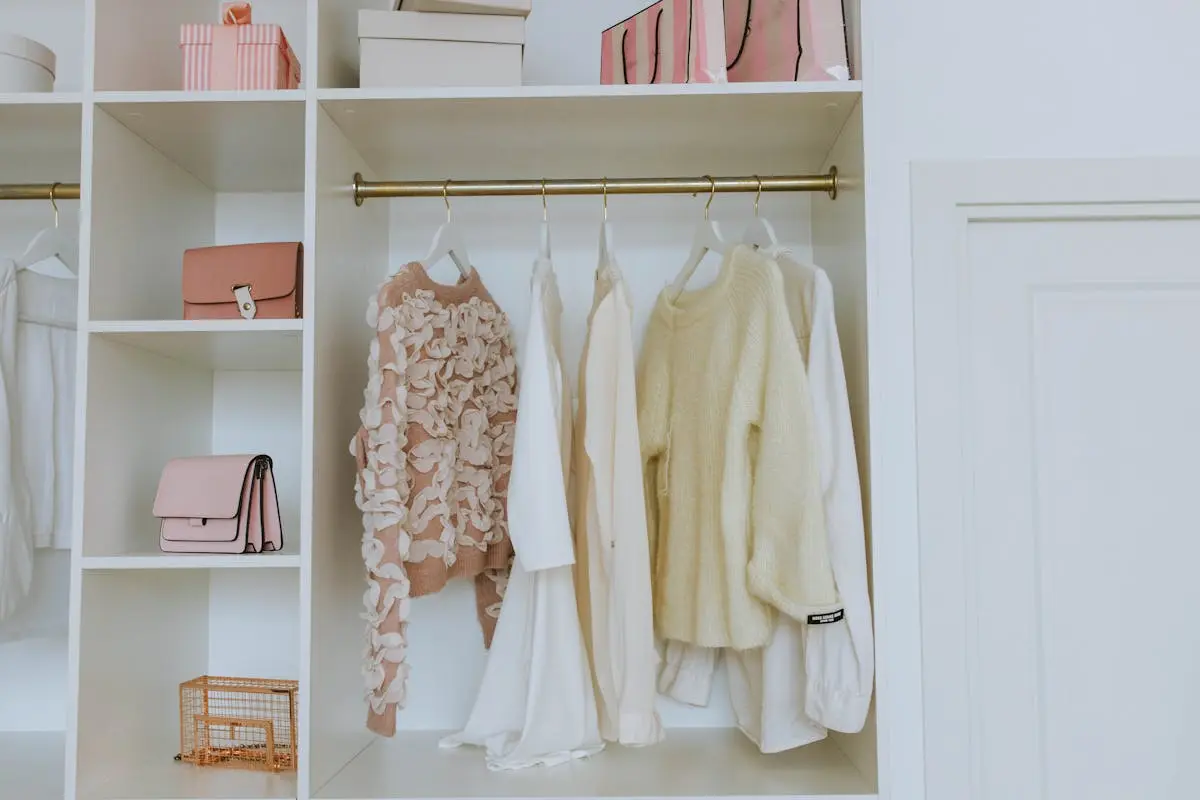 Organized  White Wooden Closet