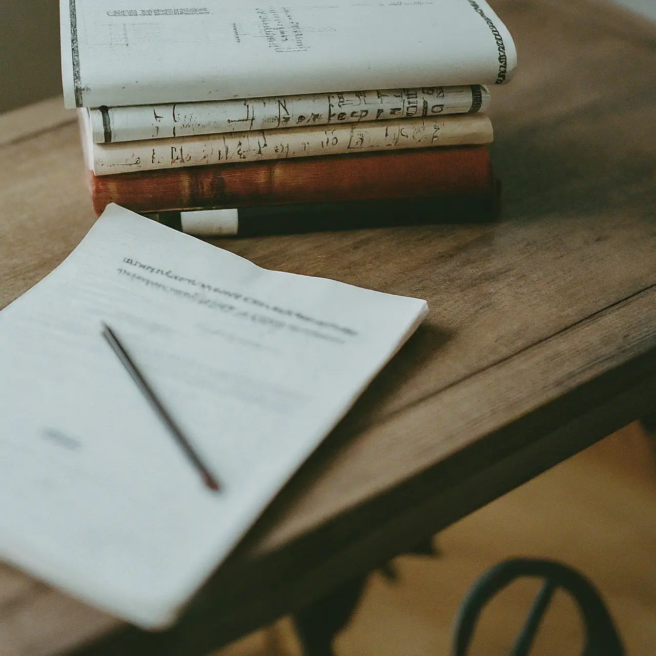 A stack of international diplomas next to an opened evaluation report. 35mm stock photo