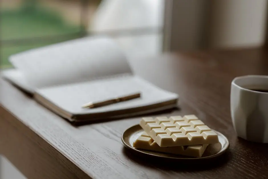 Delicious chocolate near coffee and notebook