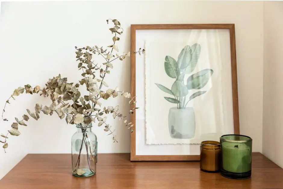 Famed Plant Painting over a Wooden Yable