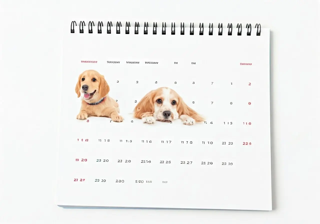 A calendar with scheduled dog training sessions. 35mm stock photo