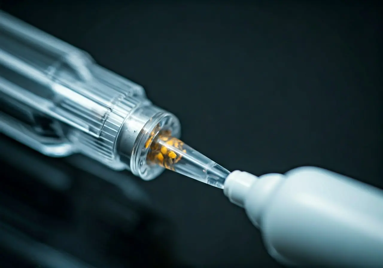 Close-up of microneedling device with soft-focus background. 35mm stock photo