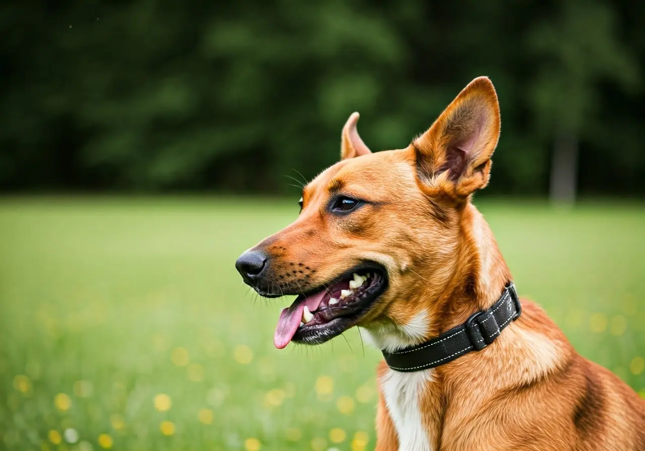 A happy dog receiving a treat during a training session. 35mm stock photo