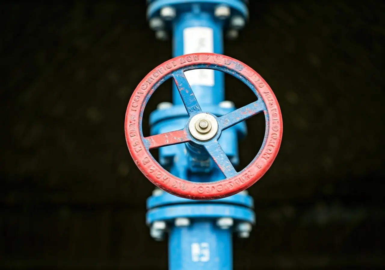 Close-up of a modern valve in a water treatment plant. 35mm stock photo