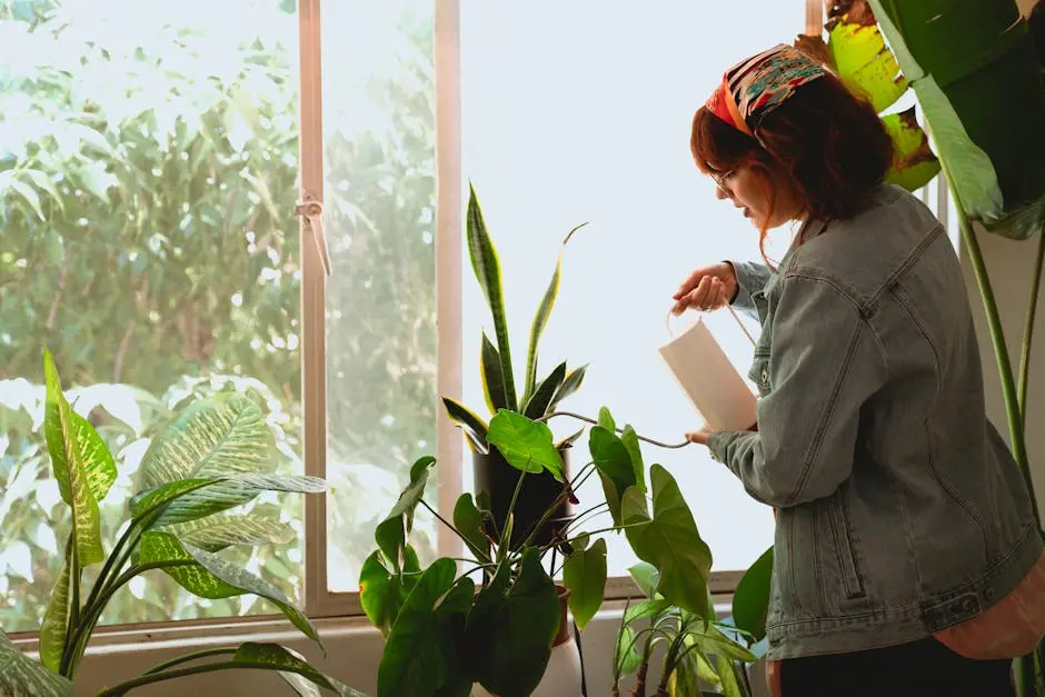 Woman Taking Care of Her Houseplants