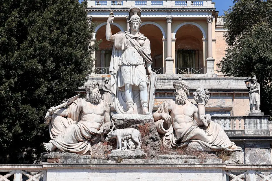 Majestic Roman Statues at Piazza del Popolo