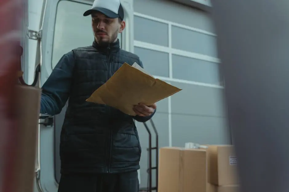 Delivery Driver Checking the Packages