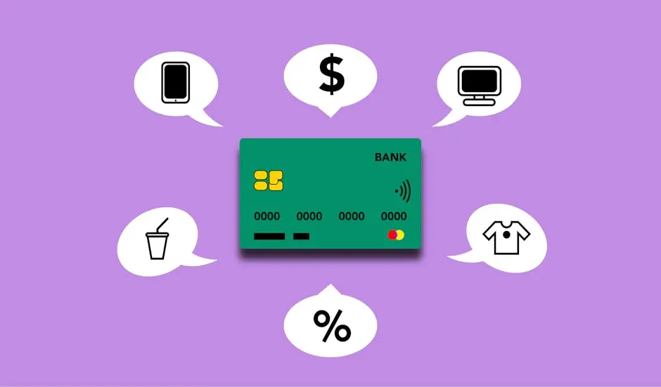 Illustration showing credit card functions for different payments