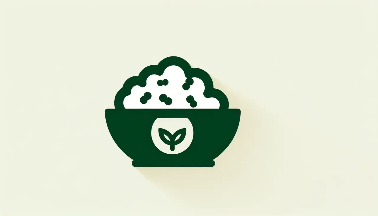 Draw a graphic in flat design style. A bowl of popcorn with a green leaf symbol, signifying vegan-friendly, in a minimalist flat design style.