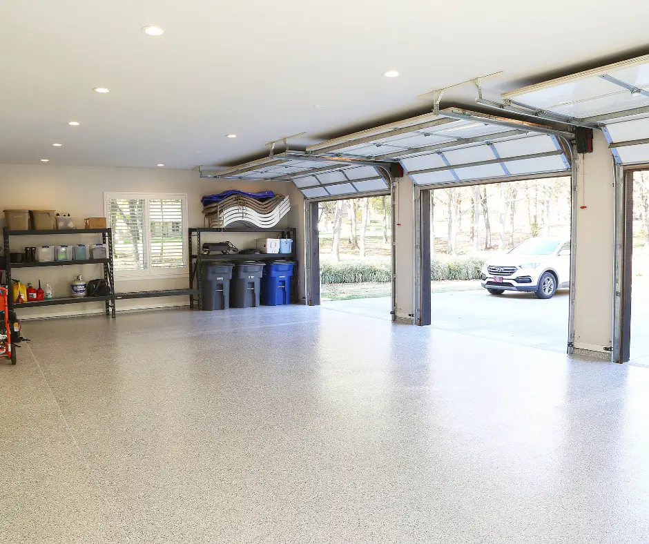 garage with fresh polyurea coating on concrete