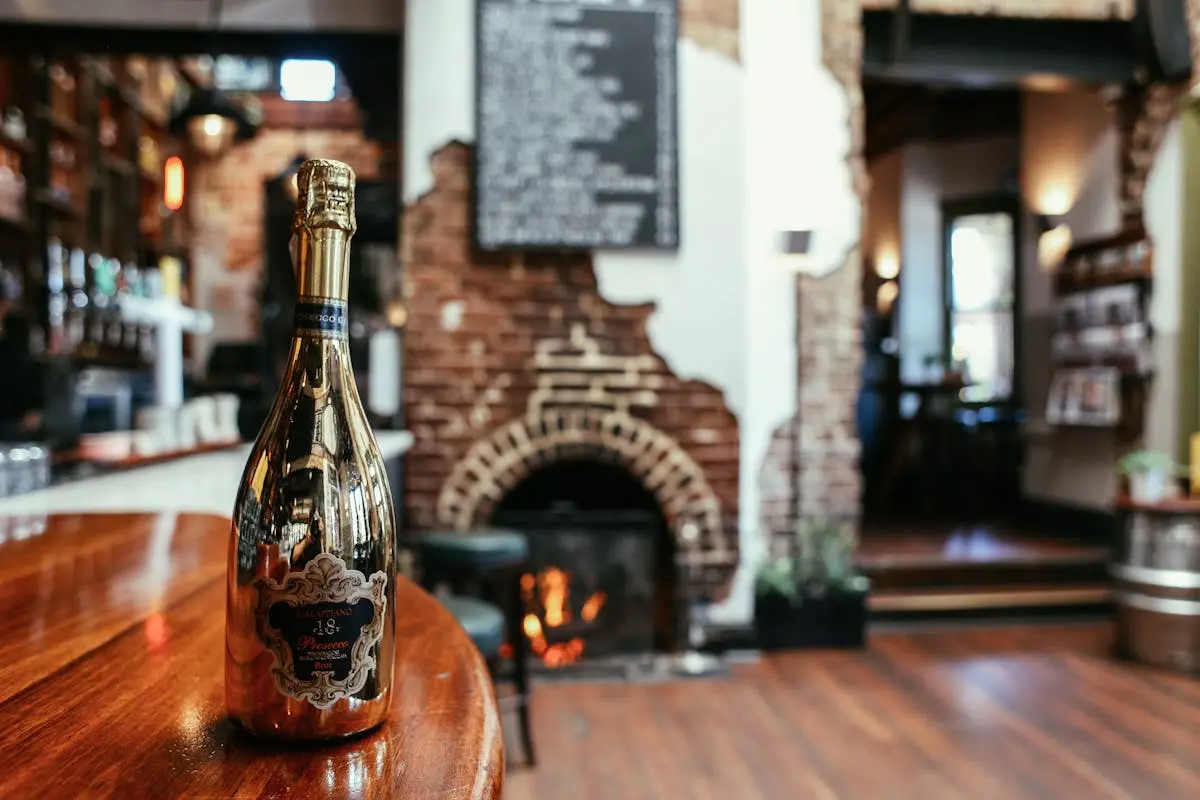 Wine Bottle on Bar Counter